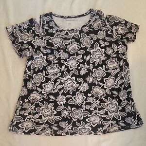 Woman Within Monochrome Floral Blouse